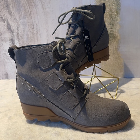 Sorel Shoes Sorel Womens Evie Lug Sole Lace Booties Color Quarry 8